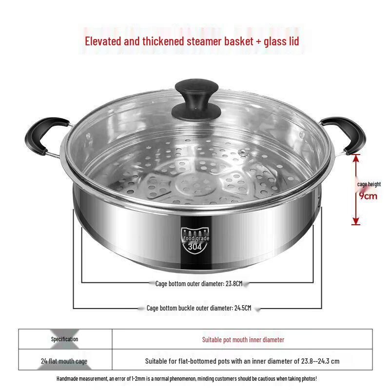Stainless Steel Steamer Pot with Glass Lid