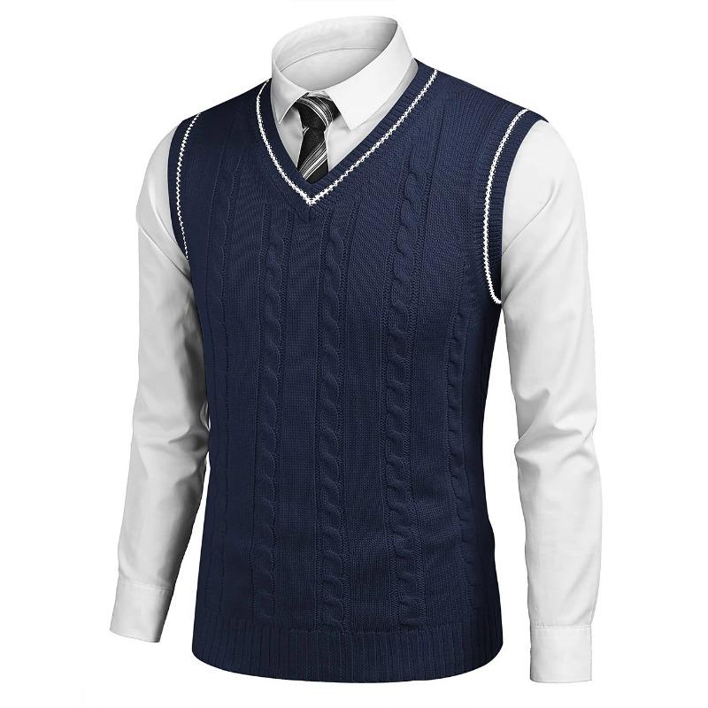 Herren S Ärmellose Strickweste V-Ausschnitt Dick Lässig Übergröße Tanktop