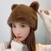 Rabbit Fur Plush Beanies Cat Ear Winter Bucket Hat Ins Bear Ear Cap  Streetwear