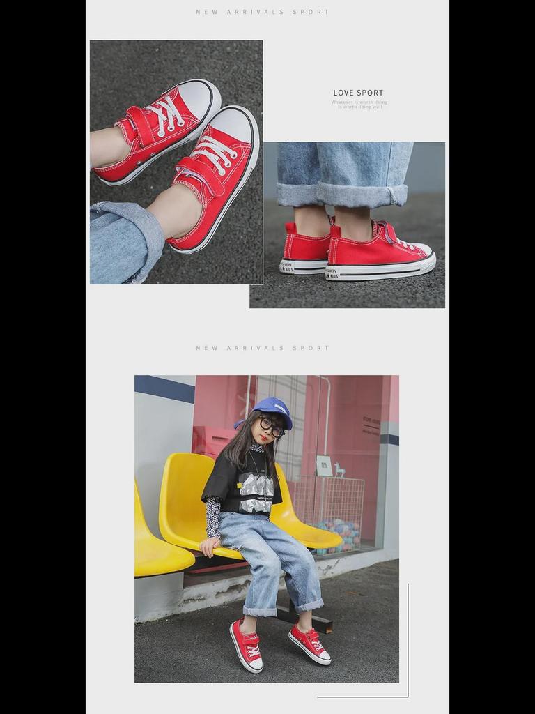 2023 Weiße Canvas-Klettschuhe für Jungen und Mädchen – Trendy Student Board Sneakers