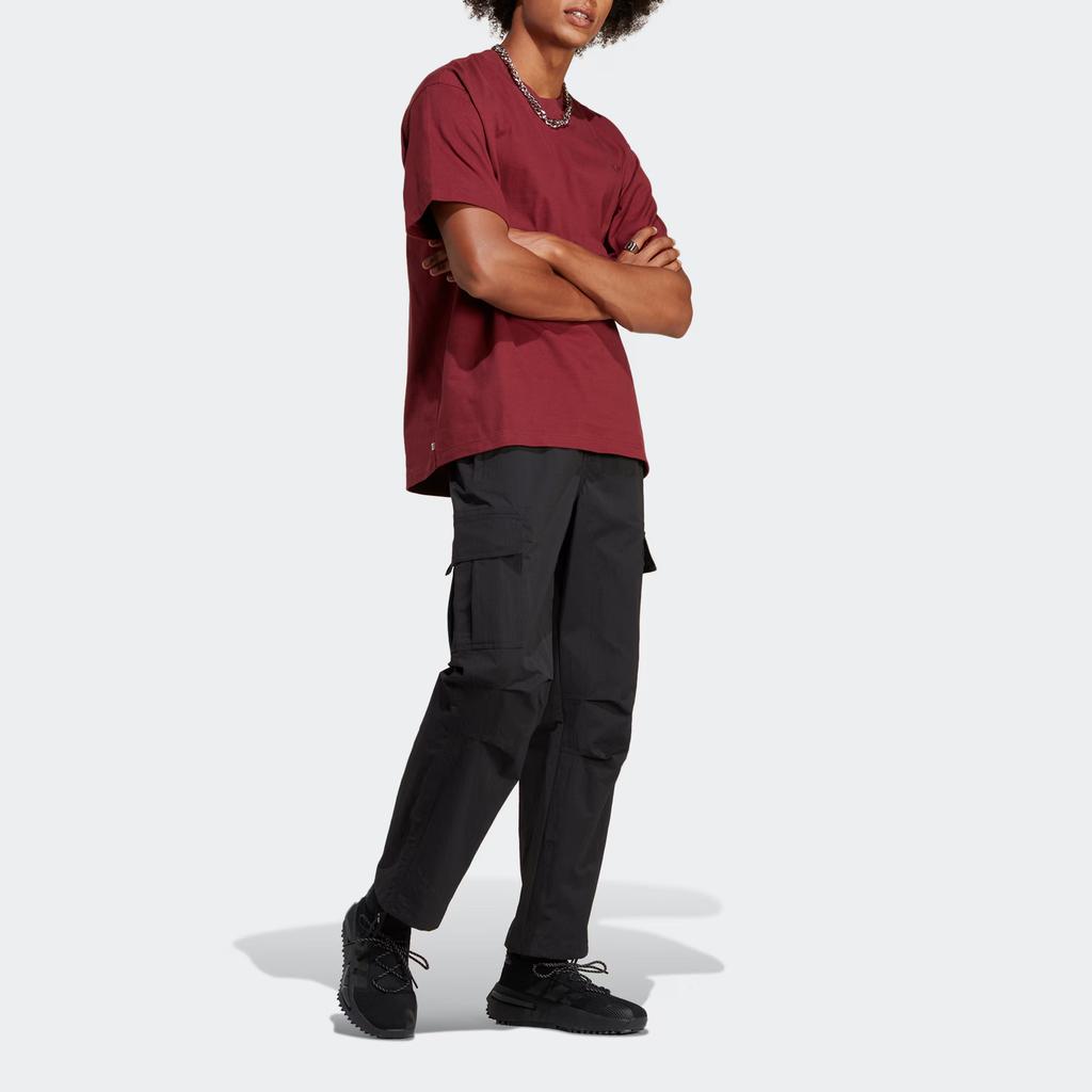 Adidas Solid Color Round Neck Loose Short Sleeve T-Shirt Men Tops Dark-Red IB9472