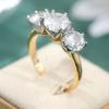 Exquisite Luxurious Women Engagement Ring With Sparkling Synthetic Zircon Proposal Ring Elegant Bridal Wedding Banquet Jewelry