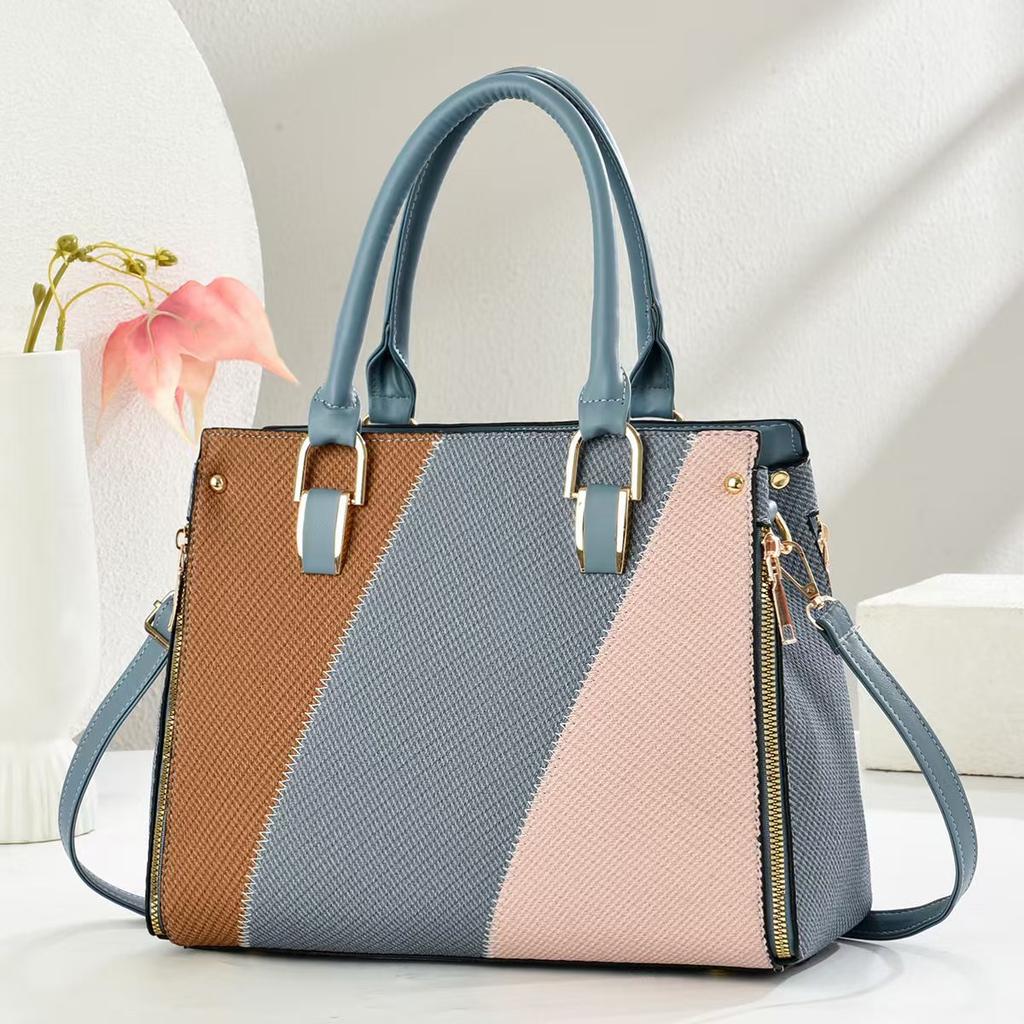 New contrasting color handbag large capacity fashion women's bag casual messenger bag shoulder bag