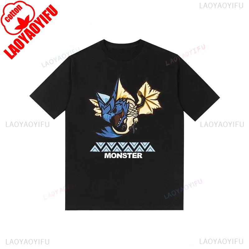 Monster Hunter Tshirt Funny Game Fans Cartoon Tops Cotton Korea Style Short Sleeve T Shirt Casual Hipster Streetwear Man Tees