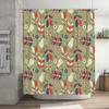 Vintage Pattern Bath Shower Curtain Decor Retro Flowers Leaves Print, Waterproof Fabric for Bathtub Home Decoration (Green)