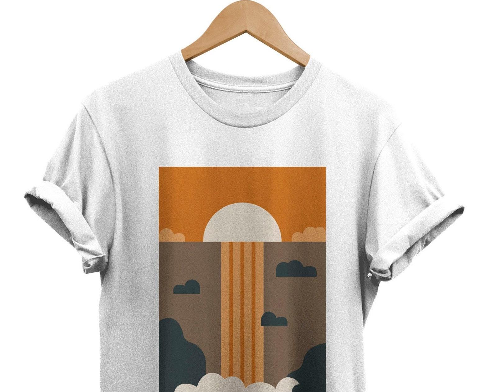 Abstract Sunset Landscape T-shirt: 90s Minimalist Graphic Tee S