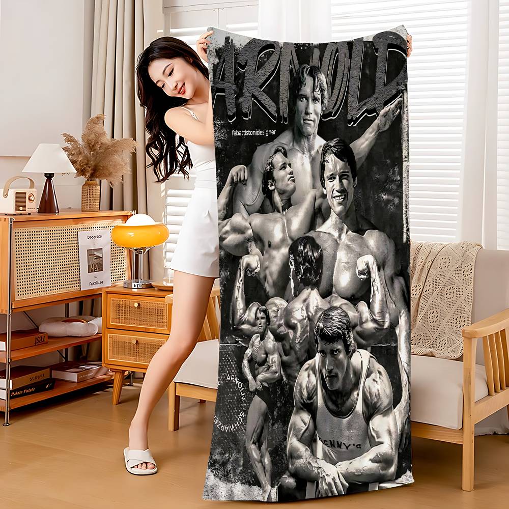 

Arnold Schwarzenegger Muscular Man Microfiber Printed Beach Towel Mountain Climbing Yoga Beach Swimming Running Absorbent Soft W40*H60(CM)