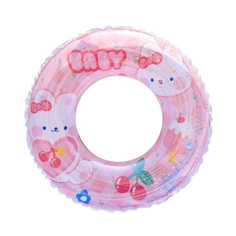 2024 New Cartoon Cherry Rabbit Swim Ring Adult Inflatable Underarm Swim Ring Pvc Glitter Swim Ring