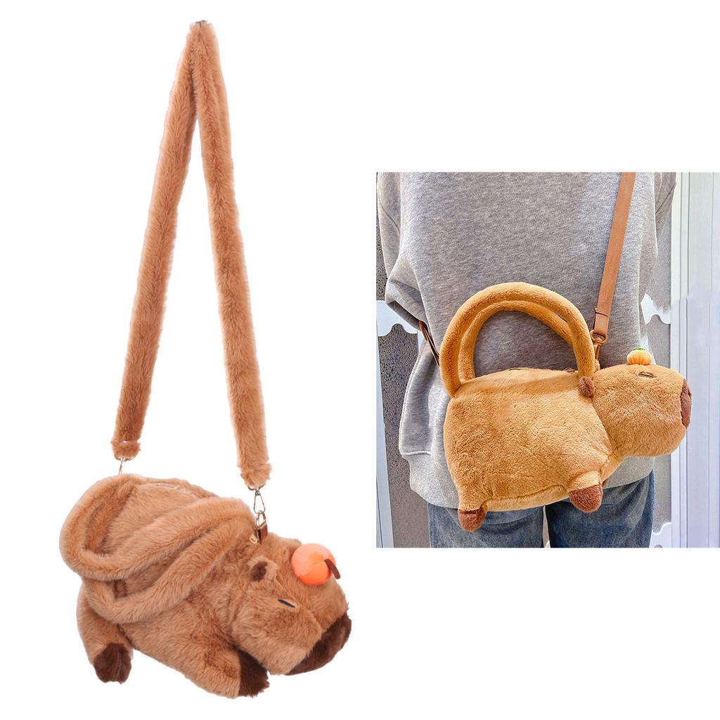 3D Capybara Plush Shoulder Bag Cartoon Hand Bag Soft Comfortable Crossbody Bag for Kids Girl Gift Students Daily Use