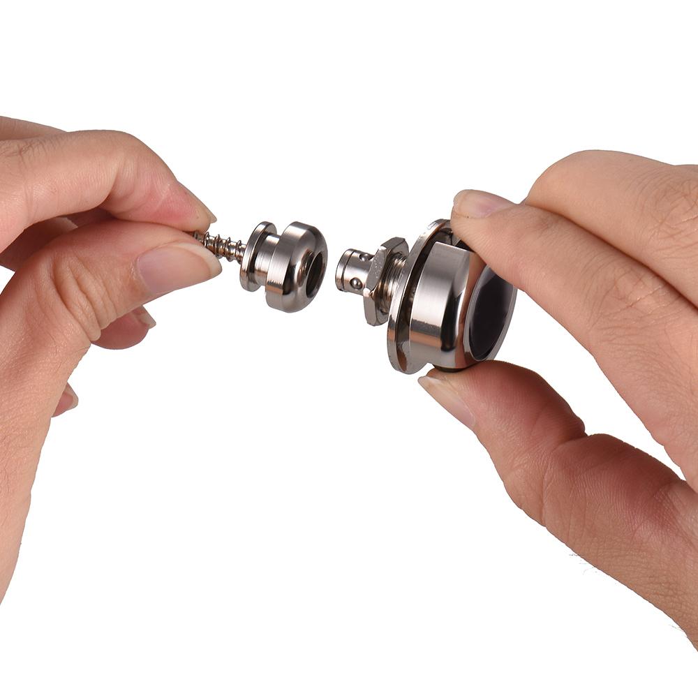 2pcs Guitar Strap Locks Metal Security Quick Release Strap Buttons Retainer Silver for Acoustic Electric Guitars Bass