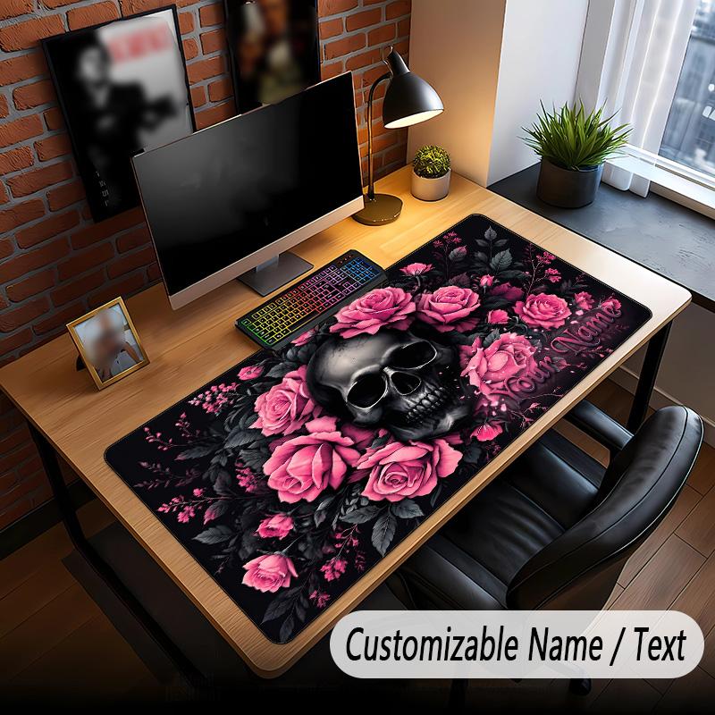 Skull Gothic Theme Custom Mouse Pad Personalized With Name Text Customized Desk Mat For Office Home Decor