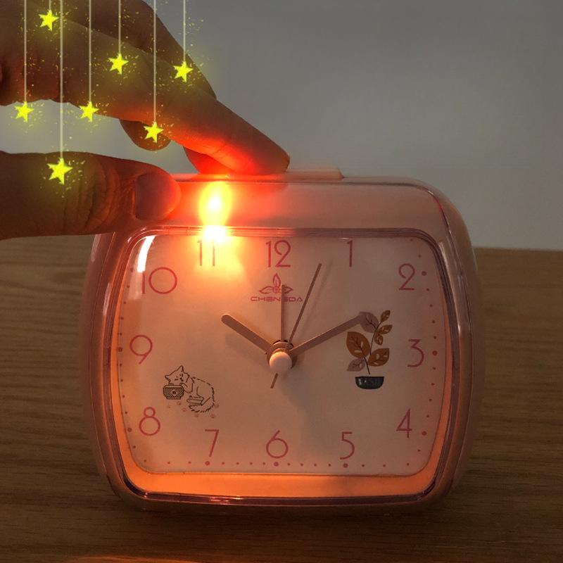 Cute children's small alarm clock student bedside night light clock simple clock multi-color desktop clock A306/307