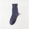 Herren-Kniebundsocken in einfarbigem Design mit hohem Bund aus Baumwolle mit Heißprägung eines Porträts – Trendiger Herbst-Winter-Stil