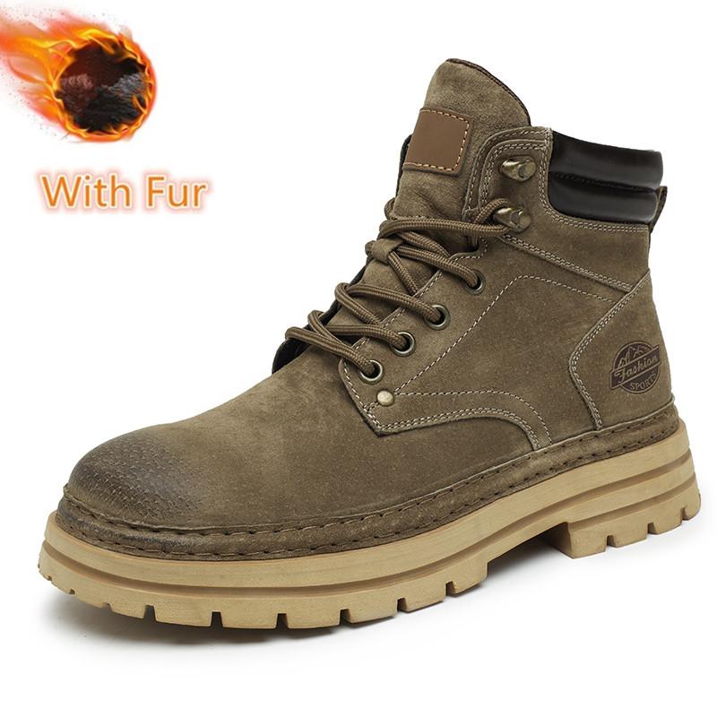 

Fashion Men Leather Motorcycle Boots High Top Man Trainers Casual Mens Walk Footwear Warm Winter Boots Luxury Brand All-match Sneakers 45