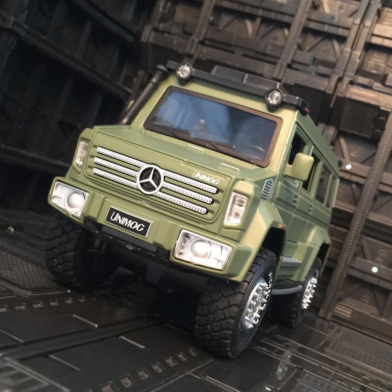 

Haodi A3204 Модель автомобиля из сплава Mercedes-Benz Unimog U5000 со звуком, светом и инерционным механизмом жёлтый