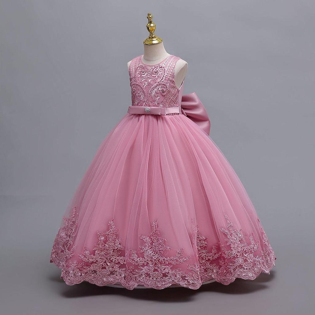 Children's Lace Trim Evening Dress - Princess Runway Model