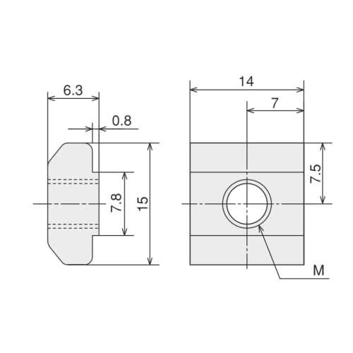 SUS ST Nut S (M6) SFN-TS6, 50 Pieces