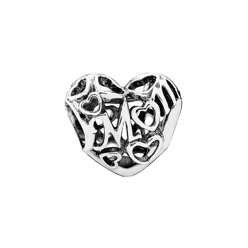 Europeans DIY Angel Mom Heart Sparkling Paw Print Cherry Blossom Charm Beads Fit Original Silver Bracelet Jewelry