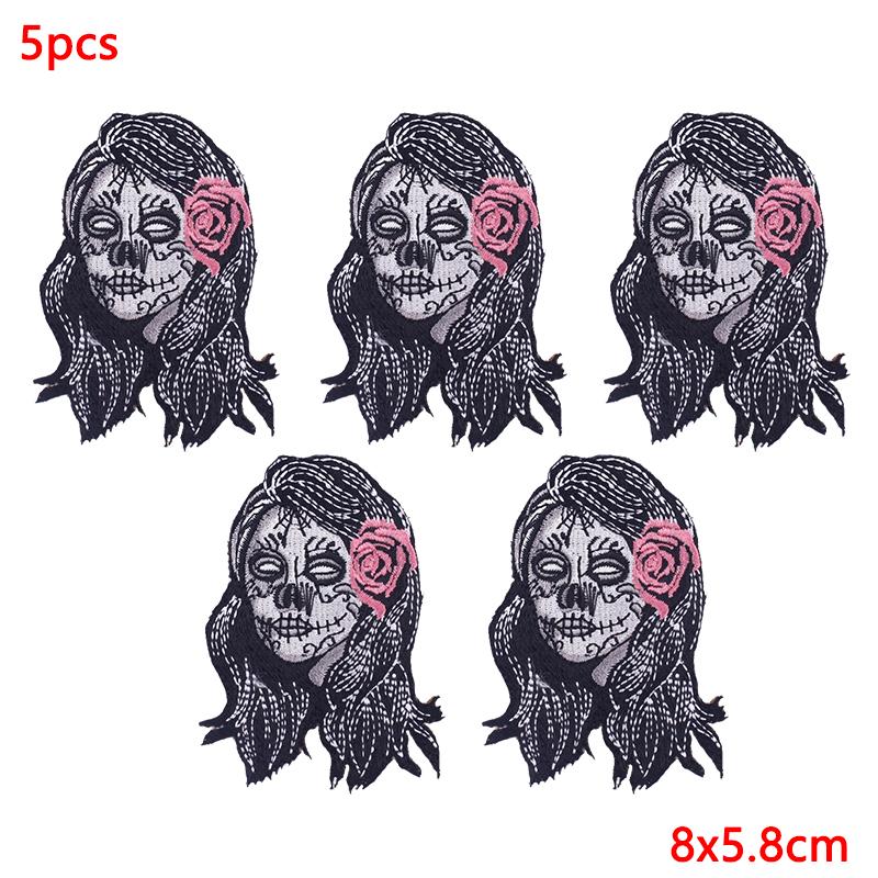 5Pcs/Lot Punk Animal Patch Iron On Embroidery Patches For Clothing Thermoadhesive Patches On Clothes Hip Hop Patch For Clothes