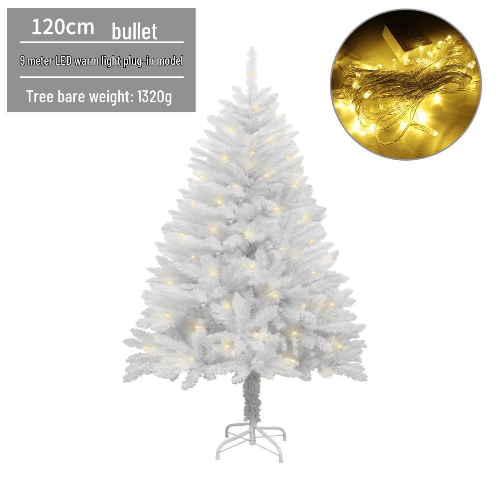 LED Luminous White Christmas Tree with Encrypted PVC and Bullet Head Design