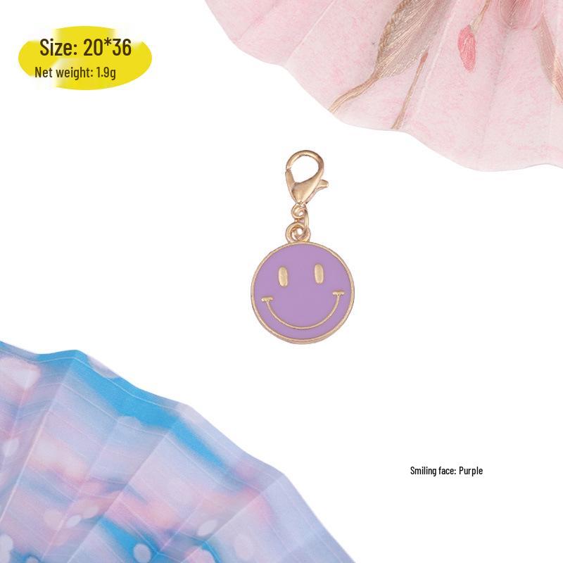Smiling Face Gold Zinc Alloy Pendant Keychain Accessory
