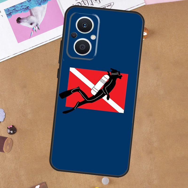 Diver Down Diving Flag For OPPO Reno 13 12 11 10 14 Pro 8T 11F 12F 13F 14F 7 8 Lite OPPO Find X9 X8 X6 X5 Pro Case
