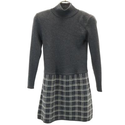 FOXEY Wool Long Sleeve Switching One Piece 38 Gray Women Used