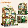 City Series Street View Modular Mall Supermarket Hotel Burger Coffee Shop Retro Flower House MOC Architecture Building Block Set for Kids  Children