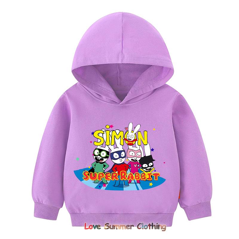 

Simon Super Rabbit hoodie Cute Boys and Girls Cartoon Sweatshirt Children Pullover Casual Soft Kawaii Top autumn 160