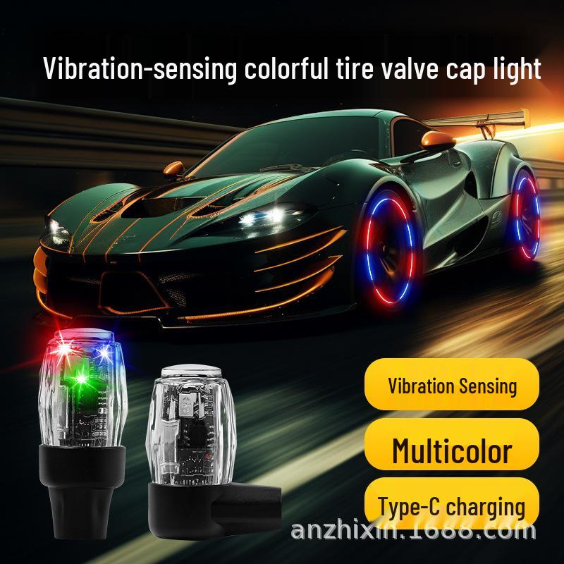 Flashing LED Tire Valve Cap Light - Waterproof, Strobe, Decorative for Cars, Motorcycles, Hot Wheels