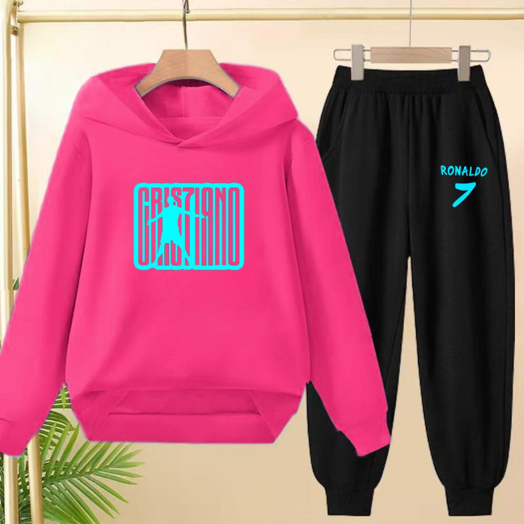 Student Uniform Hooded Sweatshirt + Long Pants Set. Children's Sportswear, Loose Suits for Boys and Girls Aged 3 to 13