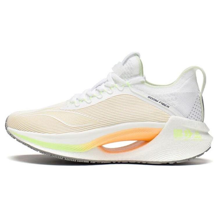 New LiNing Jueying Essential Durable Breathable Low Top Running Shoes Women's White Yellow ARRT008-2