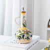 Hand-Painted Ceramic Olive Oil Dispenser Bottle with Handle – 550ML Vintage Mediterranean Style