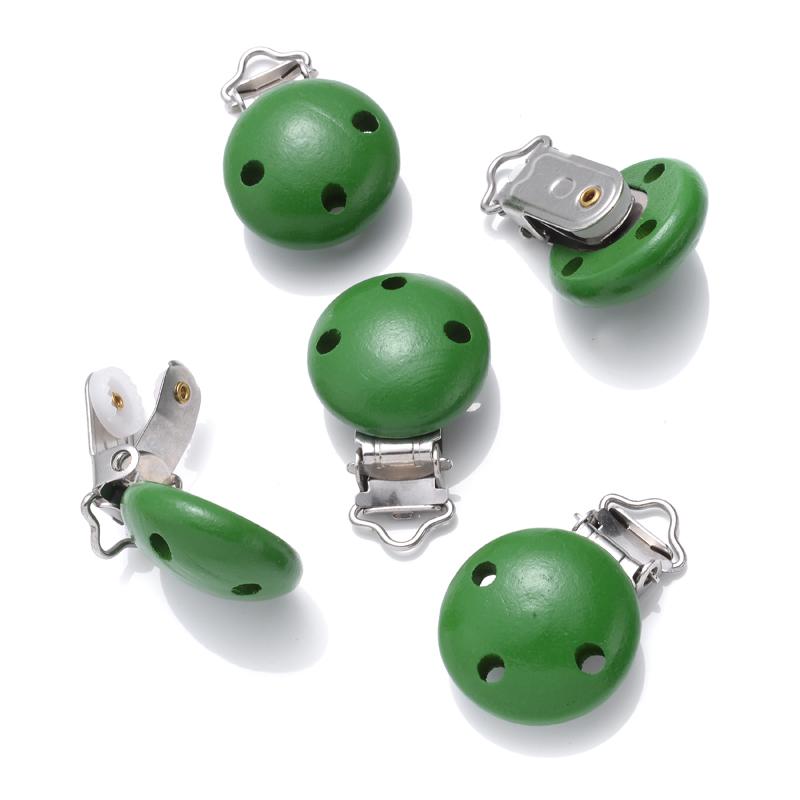 10Pcs Baby Pacifier clips 30mm Round Wooden Dummy Nipple Holder Clip for DIY Nursing Pacifier Chain Teething Toy Accessories