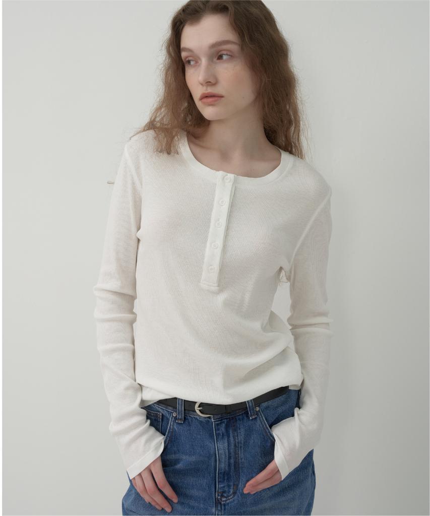 MOTT Henley Neck Classic T-Shirt - White