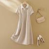 IHIMI Women's Elegant Color-block Polo Midi Dress