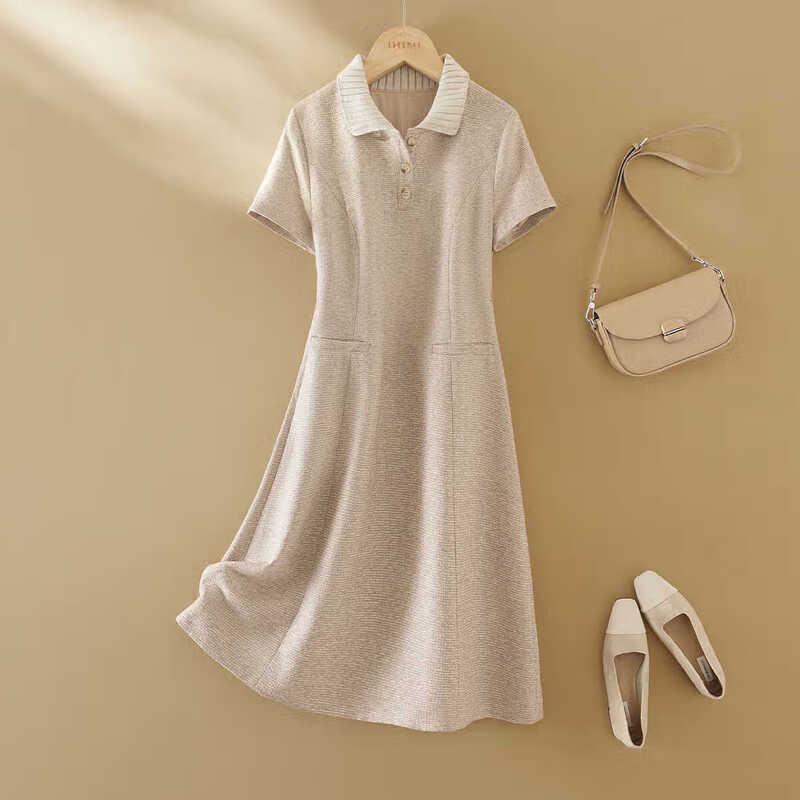 

IHIMI Women s Elegant Color-block Polo Midi Dress 2XL