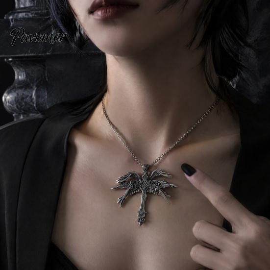 Dainty Alloy Necklace for Women Vintage Six-Winged Angel Pendant Necklace, Gothic Wing Charm Jewelry, Elegant Jewelry Daily Wear Fashion Men