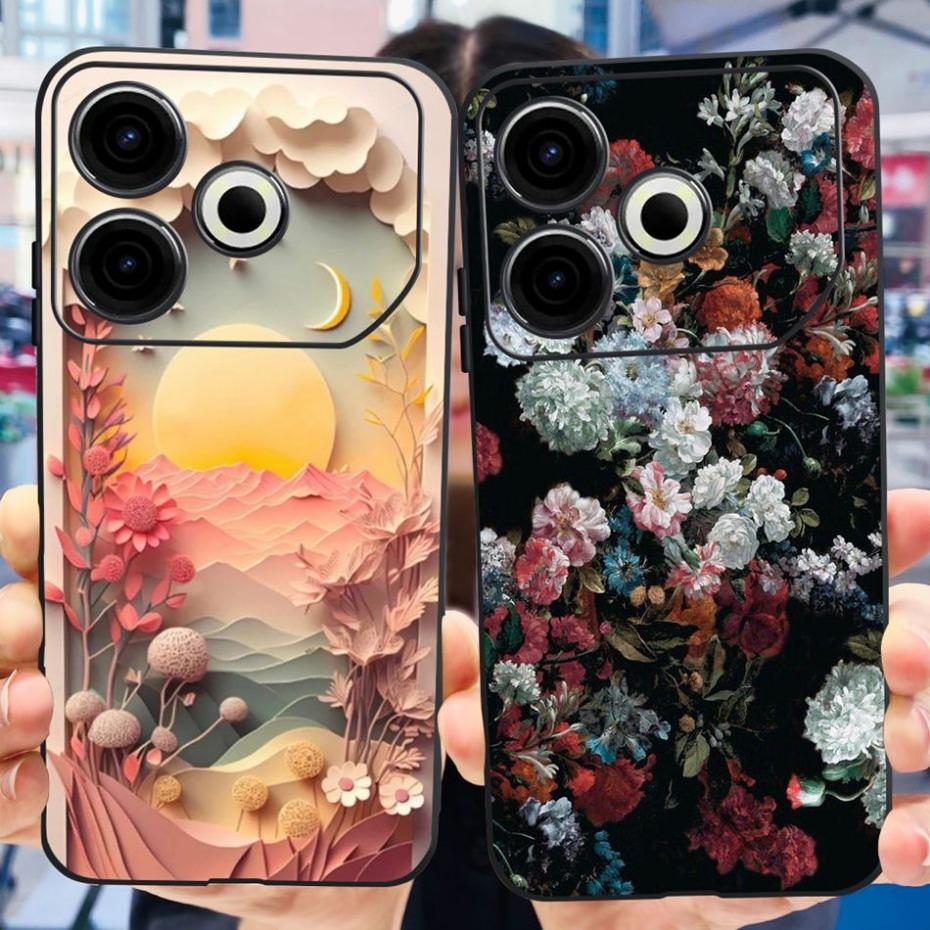 2024 Fashion Case For Tecno Pova 6 Neo Black Silicone Soft TPU Back Cover For Tecno Pova 6Neo 4G Phone Cases