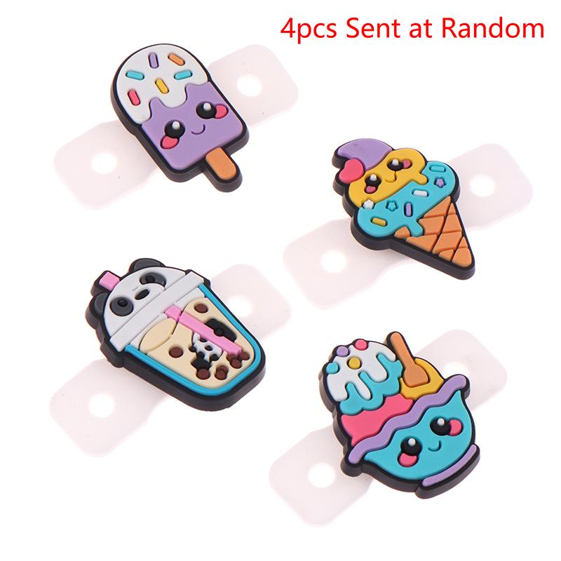 4Pcs Cute Cartoon Cone Milk Tea Ice Cream Dessert Tennis Vibration Dampeners Tennis Racket Anti Vibration Tennis Racquet Damper