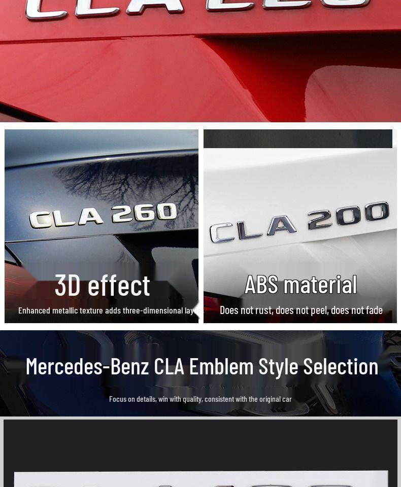 Mercedes CLA Car Emblem & Sticker Decoration for CLA260, CLA200, CLA45, CLA220, AMG.