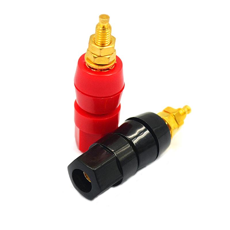 

New 1pair(black+red) Terminals Red Black Connector Amplifier Terminal Binding Post Banana Speaker Plug Jack Adapter Socket