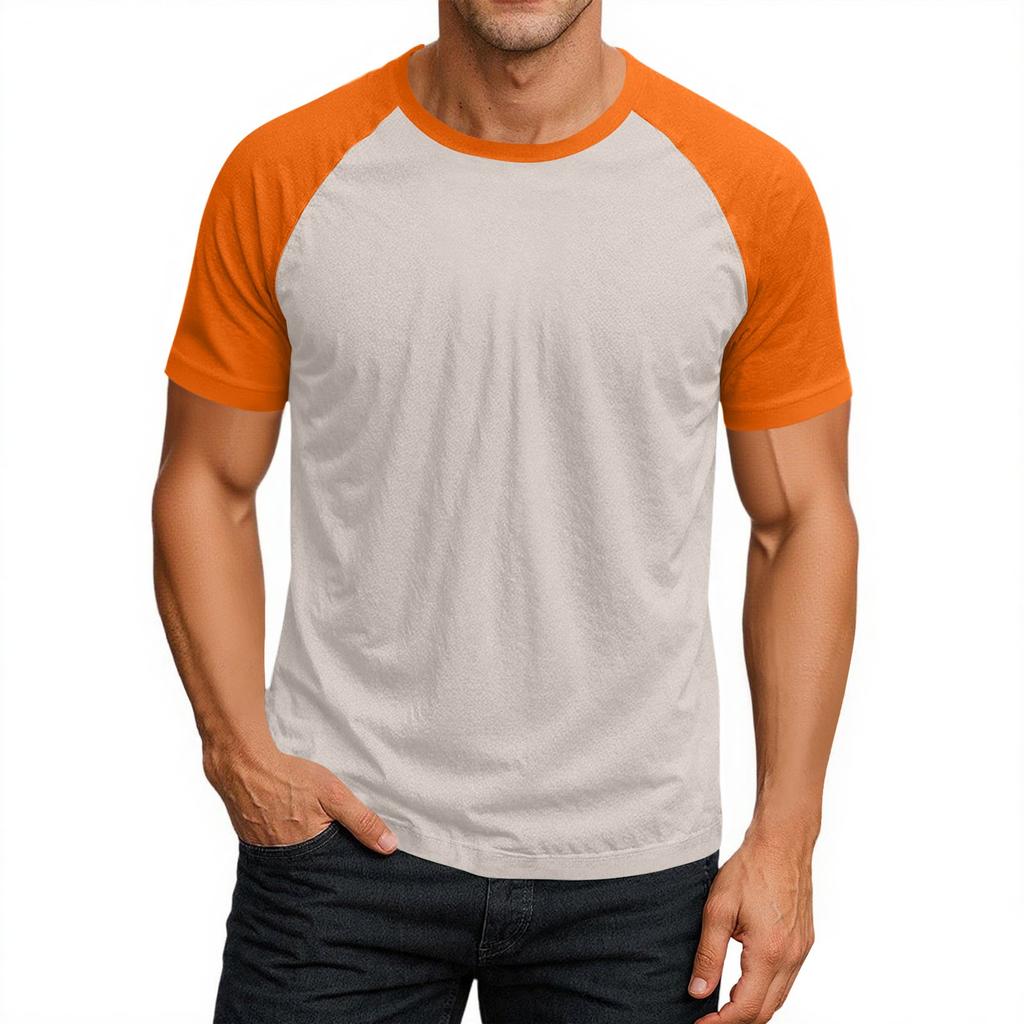 Pánské tričko s kulatým výstřihem, raglánovým krátkým rukávem a kontrastní barvou