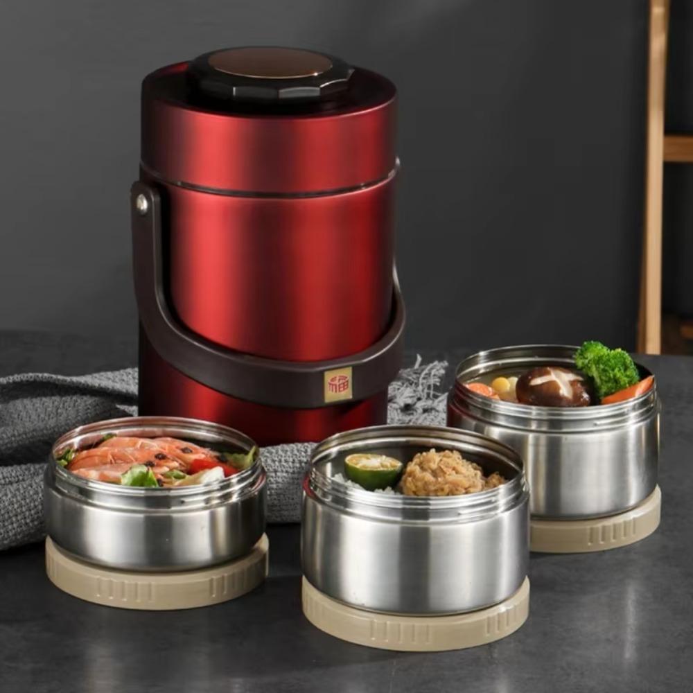 304 Stainless Steel Insulated Food Bucket Multi Layer Vacuum Lunch Box Insulated Food Jar Picnic