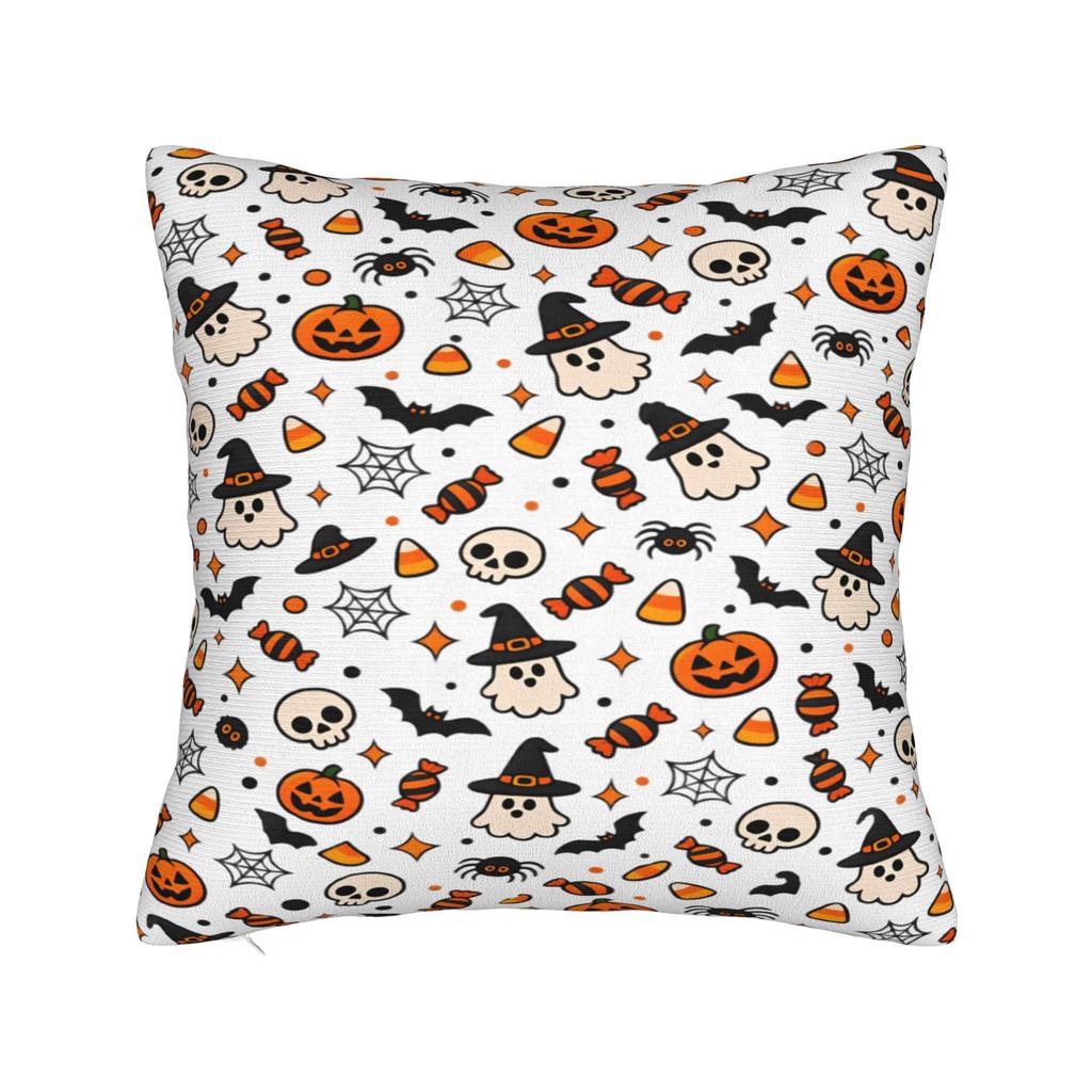 Pillow Case Halloween Pumpkin Striped Geometric Seamless Pattern Comfy Pillow Cover For Sofa Car Home Decor Funny Pillowcases