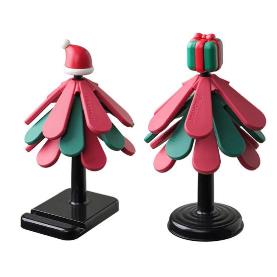 Christmas Tree Silicone Trivet Heat Resistant Pot Holder for Hot Pans Non-Slip Foldable Mat for Kitchen Dining Decor