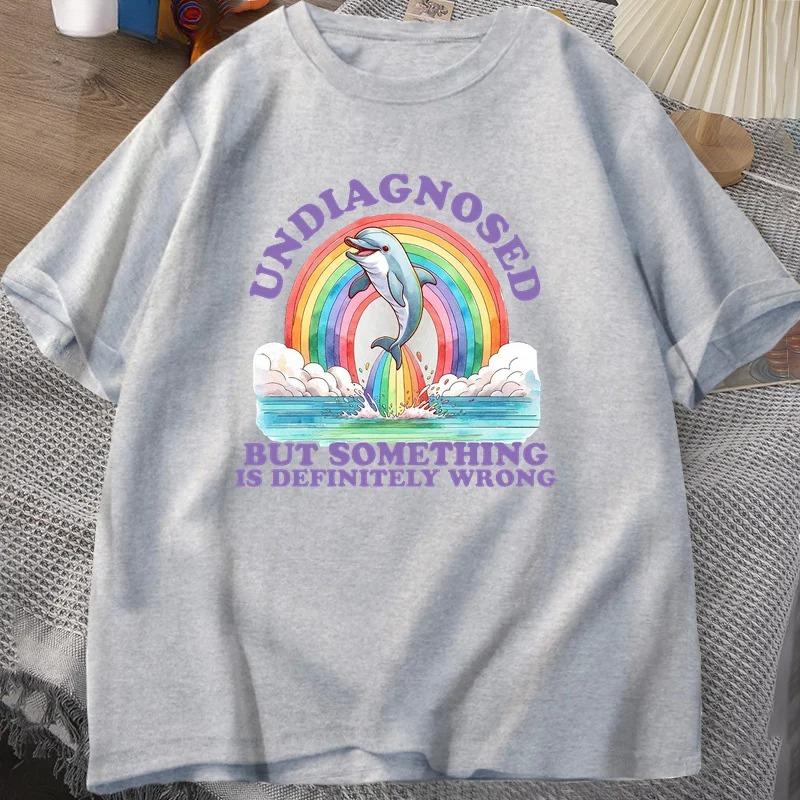 Undiagnosed But Something Is Definitely Wrong T-Shirt Vintage Women Clothes Summer Short Sleeve T Shirt Loose Tops