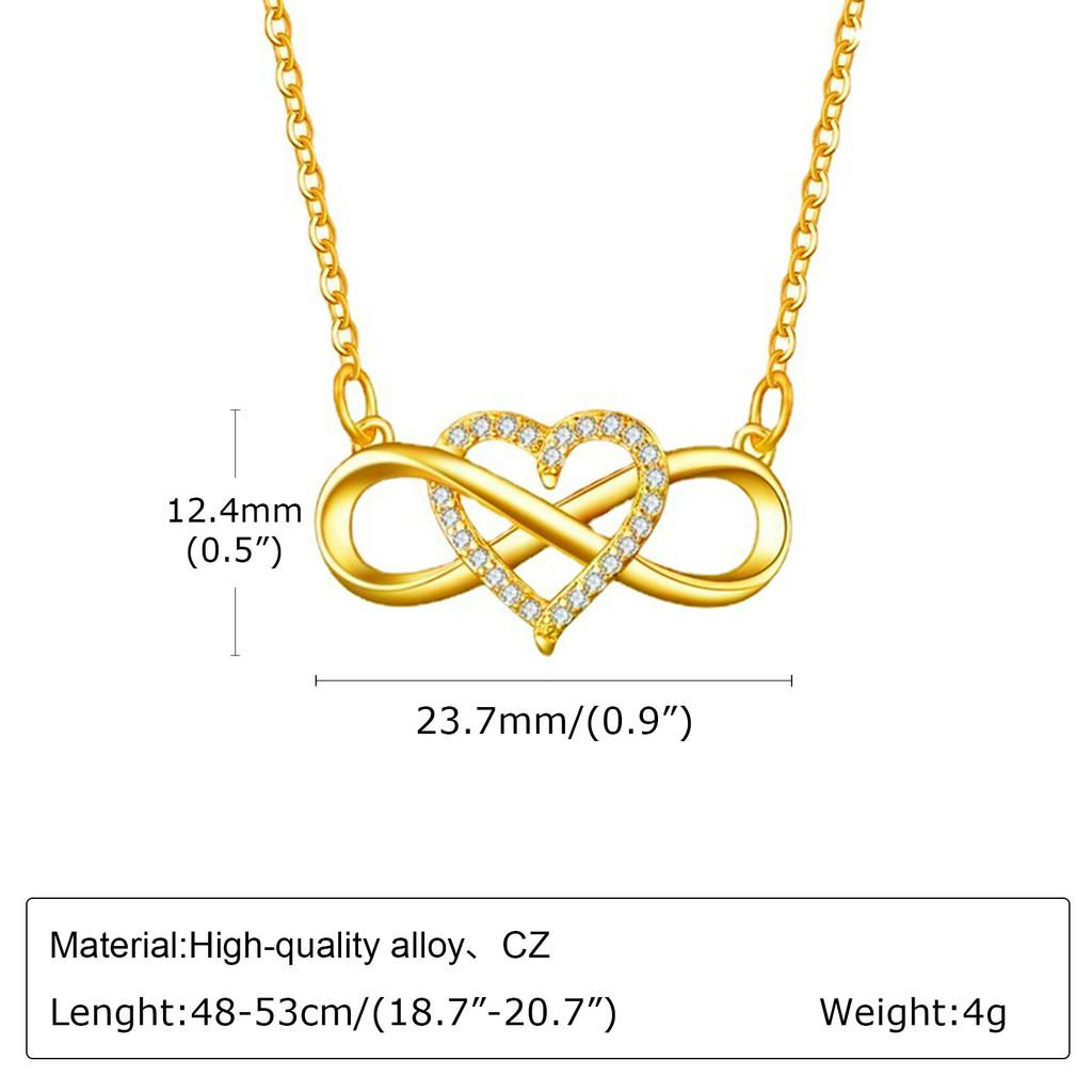Vnox Infinity Heart Necklace for Women, AAA CZ Stones Collar Anniversary Birthday Jewelry Gifts for Wife Girlfriend Mom Daughter