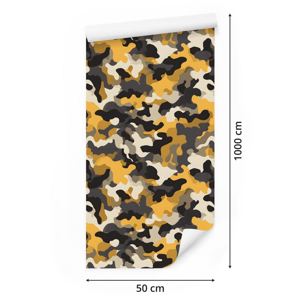 Military Camouflage Wallpaper Gold and Brown for Living Room and Bedroom 50x1000