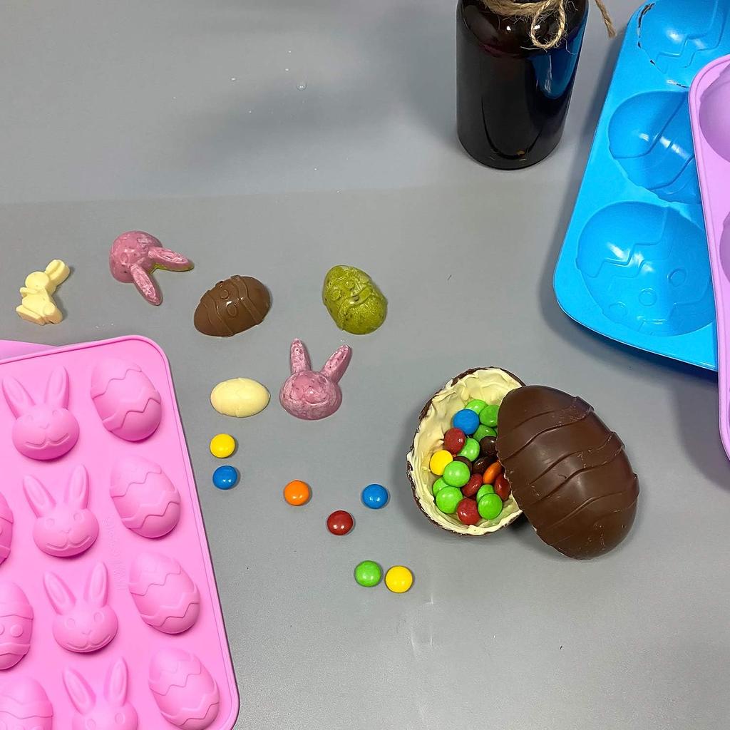 Silicone Chocolate Mold 4 Pack for Pralines, Candies, Jellies, Mousse, Cake Baking Molds Non-Stick Flexible Easy Release